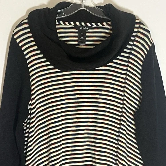 Ali Miles Sweater Womens Large Multicolor Lagenlook Artsy Colorful Pocket Cowl L - Picture 2 of 16